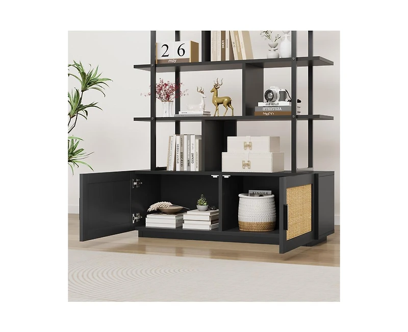 gaomon Split-level rattan bookshelf