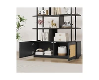 gaomon Split-level rattan bookshelf
