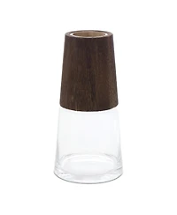 Slickblue Tapered Glass Vase With Wood Accent (Set of 2)