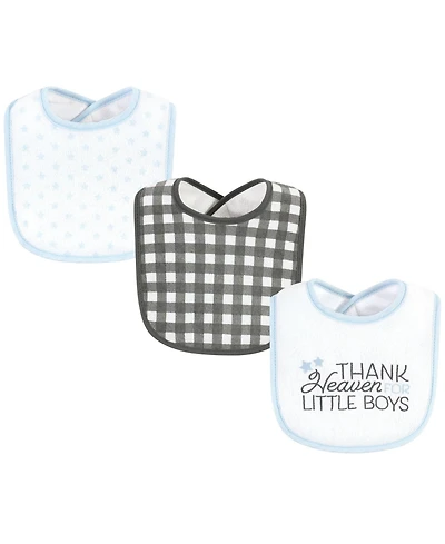 Hudson Baby Infant Boy Fiber Filled Drooler Bibs 3pk, I Love Mommy Lt. Blue, One Size