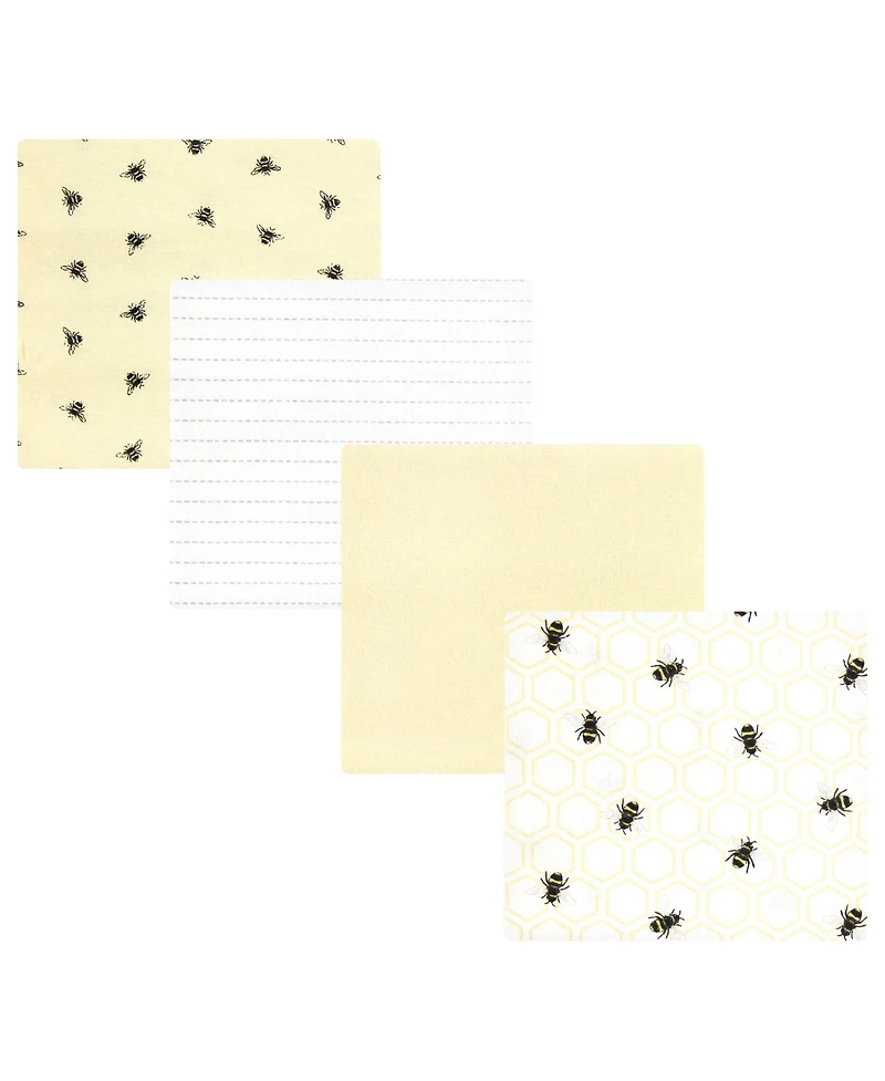 Hudson Baby Unisex Four-Pack Flannel Infant Receiving Blanket Cotton/Poly Blend