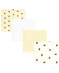 Hudson Baby Unisex Four-Pack Flannel Infant Receiving Blanket Cotton/Poly Blend