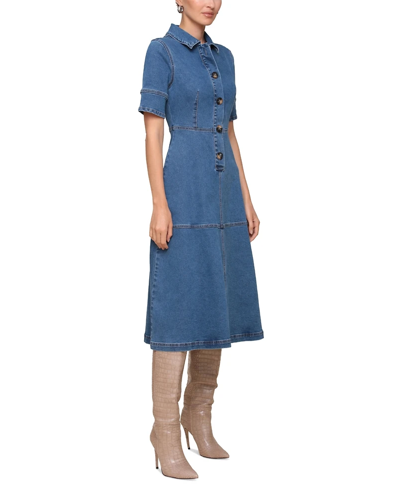 Avec Les Filles Women's Denim Midi Shirtdress