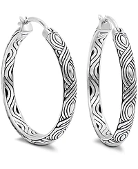 Devata 35mm Bali Woven Hoop Earrings in Sterling Silver