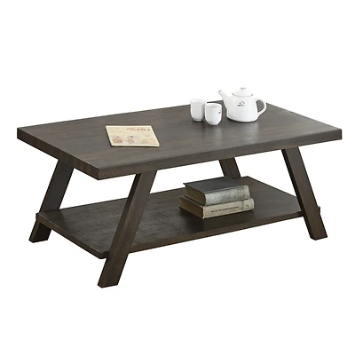 Streamdale Furniture Wood Shelf Coffee Table in Weathered Espresso