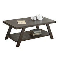 Streamdale Furniture Wood Shelf Coffee Table in Weathered Espresso