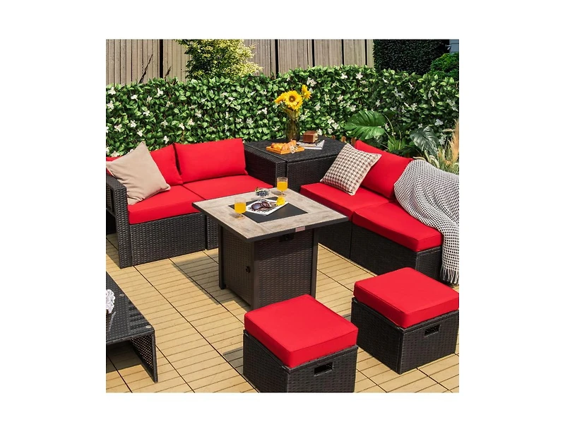 Slickblue 30 Inch Square Propane Gas Fire Pit Table Ceramic Tabletop