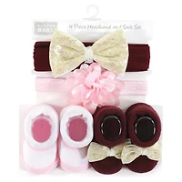 Hudson Baby Girls 4Pc Socks/Headband Giftset