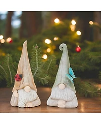Slickblue Gnome Statue With Wood Grain Design (Set of 2)