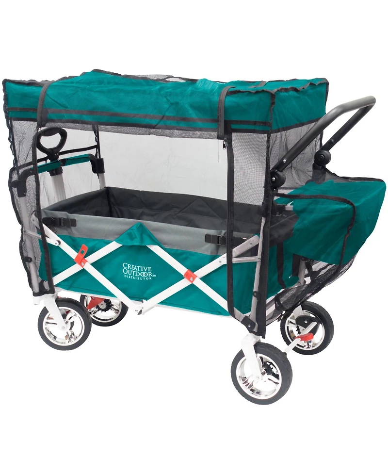 Creative Wagons Mosquito Net Cover: Silver Series Double Stoller Wagon Accessory