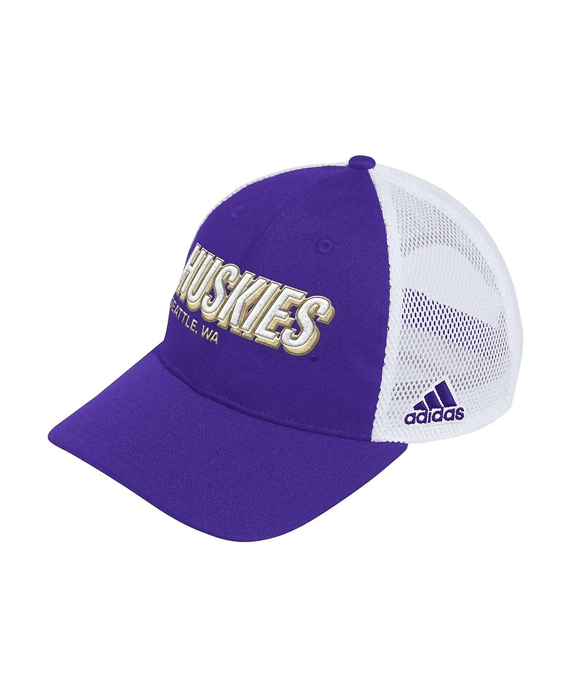 Adidas Men's Purple Washington Huskies Mascot Block Letter Slouch Trucker Adjustable Hat