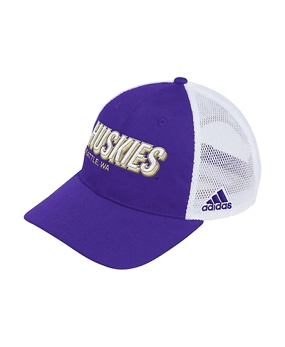 Adidas Men's Purple Washington Huskies Mascot Block Letter Slouch Trucker Adjustable Hat