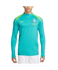 Nike Men's Aqua Brazil National Team 2024 Strike Drill Performance Quarter-Zip Pullover Top