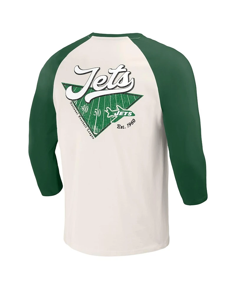 Fanatics Men's Kelly Green/White New York Jets Raglan 3/4 Sleeve T-Shirt