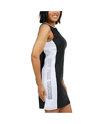 Wear by Erin Andrews Women's Black New York Yankees Colorblock Quarter-Zip Sleeveless Dress