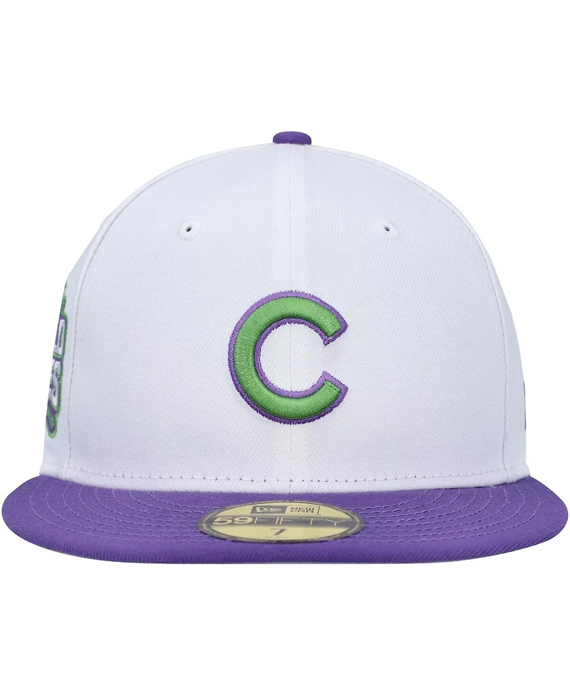 New Era Men's White Chicago Cubs Side Patch 59FIFTY Fitted Hat