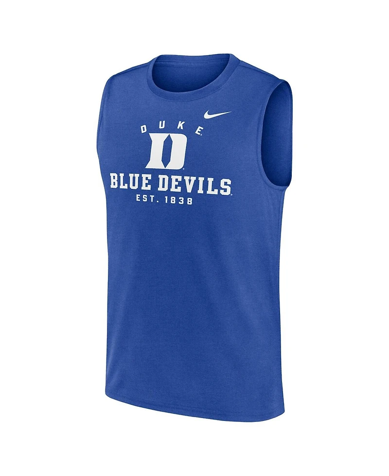 Nike Men's Royal Duke Blue Devils Primetime Legend Lock Up Performance Muscle Tank Top