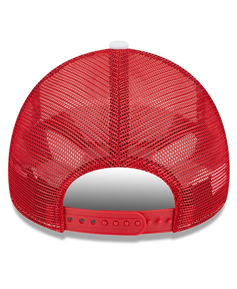 New Era Men's White/Red Atlanta Hawks Court Sport Foam A-Frame 9FORTY Adjustable Trucker Hat