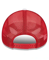 New Era Men's White/Red Atlanta Hawks Court Sport Foam A-Frame 9FORTY Adjustable Trucker Hat