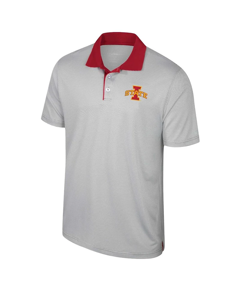 Colosseum Men's Gray Iowa State Cyclones Tuck Striped Polo