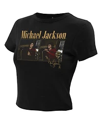 Ripple Junction Women's Black Michael Jackson Studio Photos Cropped T-Shirt