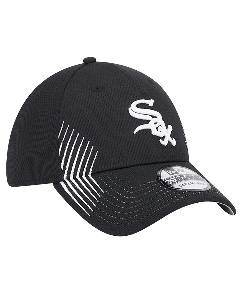 New Era Men's Black Chicago White Sox Active Dash Mark 39THIRTY Flex Hat