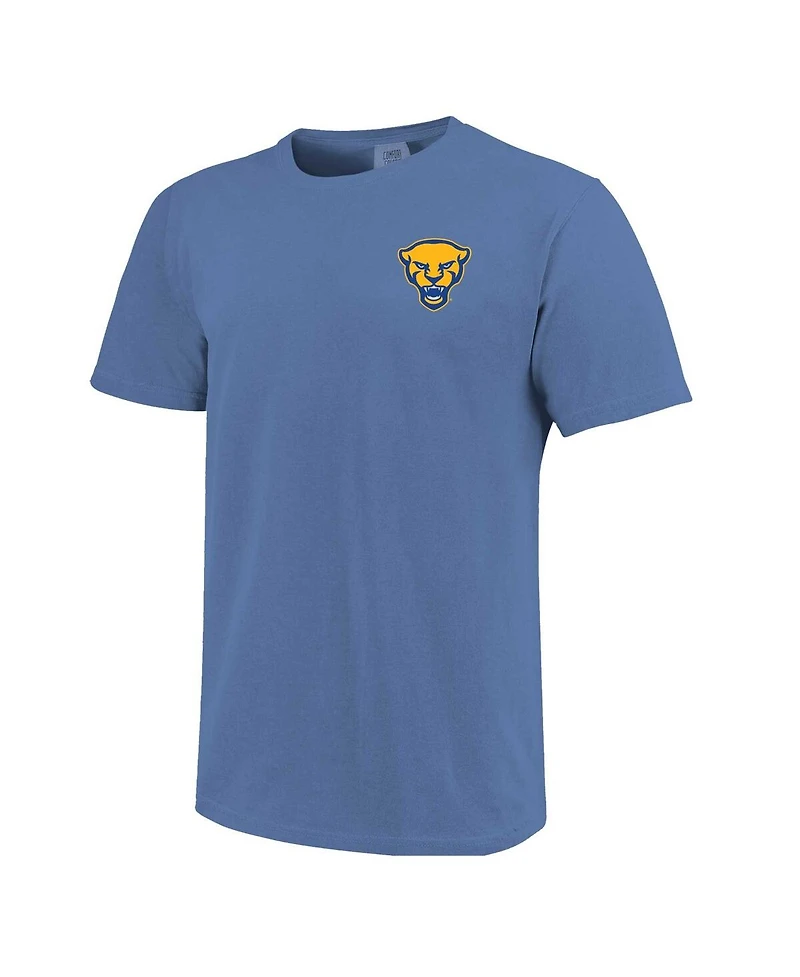 Image One Men's and Women's Blue Pitt Panthers Hyper Local Panther Statue Skyline T-Shirt