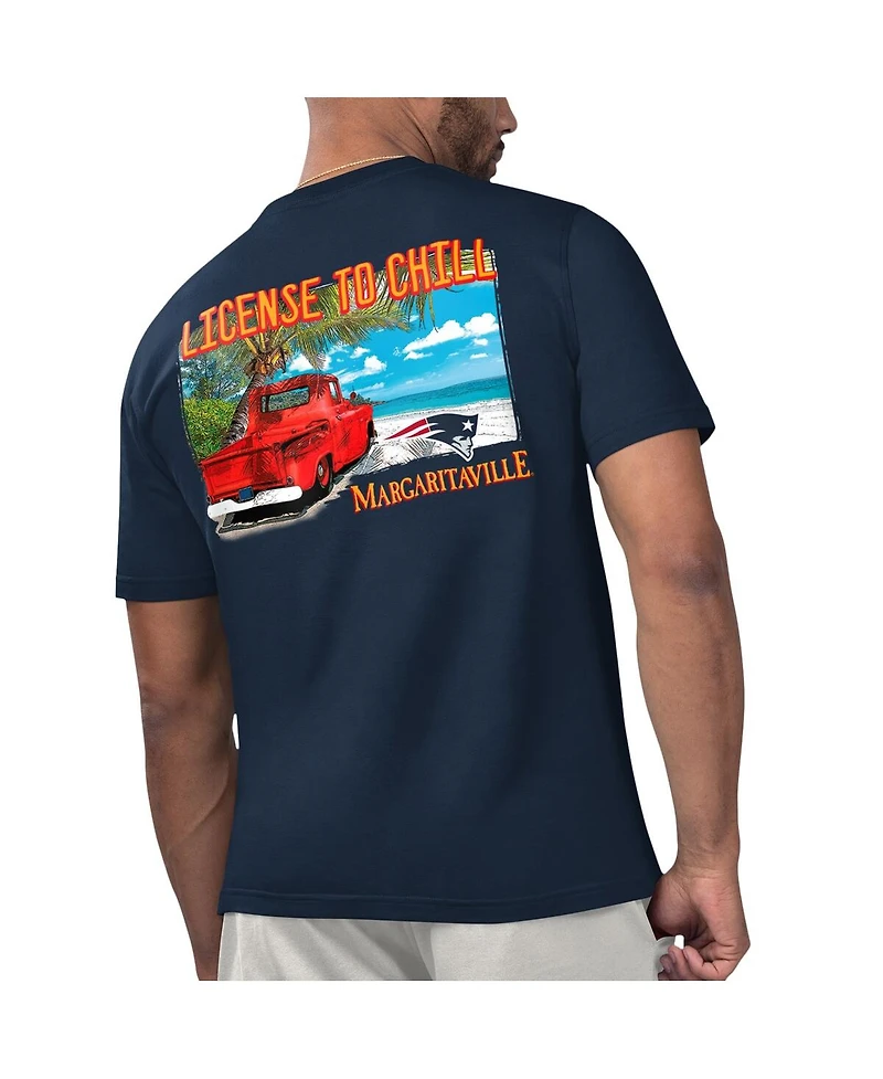 Margaritaville Men's Navy New England Patriots Licensed to Chill T-Shirt