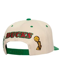 Mitchell & Ness Men's Cream/Green Milwaukee Bucks 2x Nba Champions Soul Legacy Defined Snapback Hat