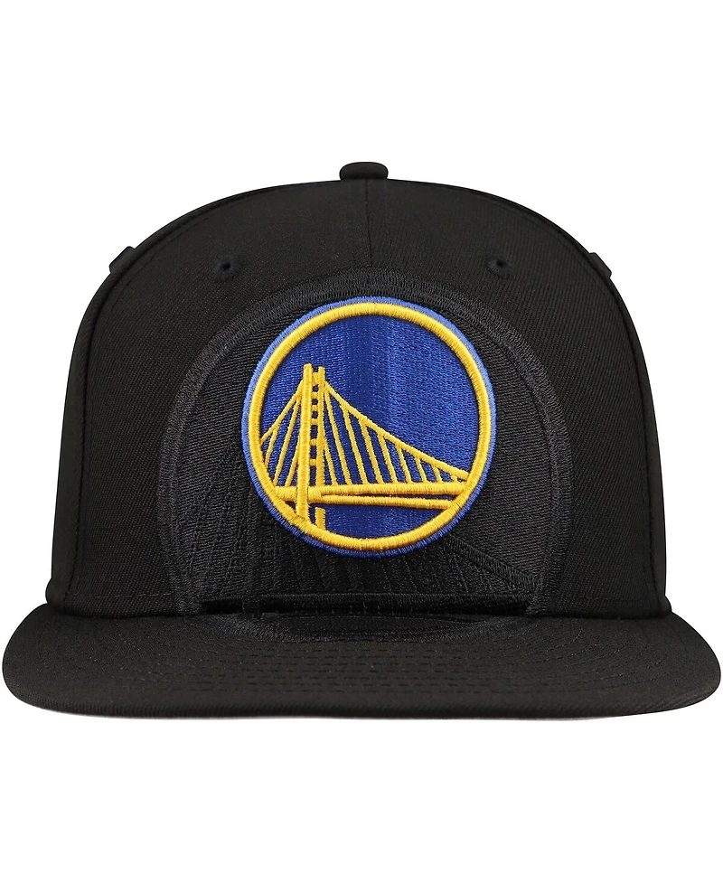 New Era Men's Black Golden State Warriors Blackout Shadow Logo 59FIFTY Fitted Hat