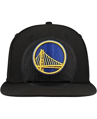 New Era Men's Black Golden State Warriors Blackout Shadow Logo 59FIFTY Fitted Hat