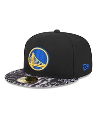New Era Men's Black Golden State Warriors Coral Reef Visor 59FIFTY Fitted Hat