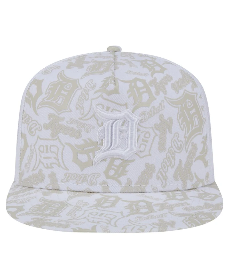 New Era Men's White Detroit Tigers Logo Dunes A-Frame Trucker 9FIFTY Snapback Hat