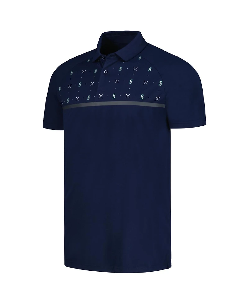Levelwear Men's Navy Seattle Mariners Sector Batter Up Raglan Polo