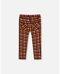 Deux par Little Girls Milano Treggings Plaid Magenta And Brown - Toddler|Child
