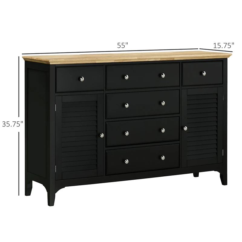Homcom Sideboard Modern Buffet Cabinet with Adjustable Shelves,