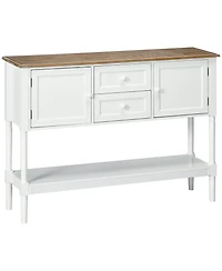Homcom Retro Console Table W/ 2 Drawers and Cabinets for Entryway Living Room White