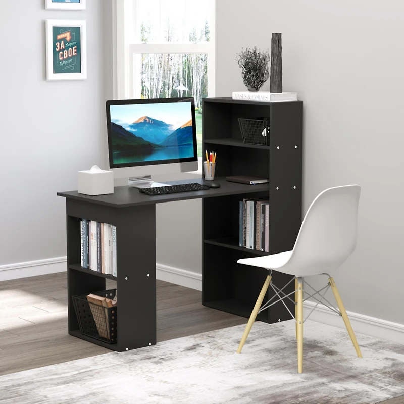 Homcom 47" Home Office Computer Desk with 6-Tier Shelves,