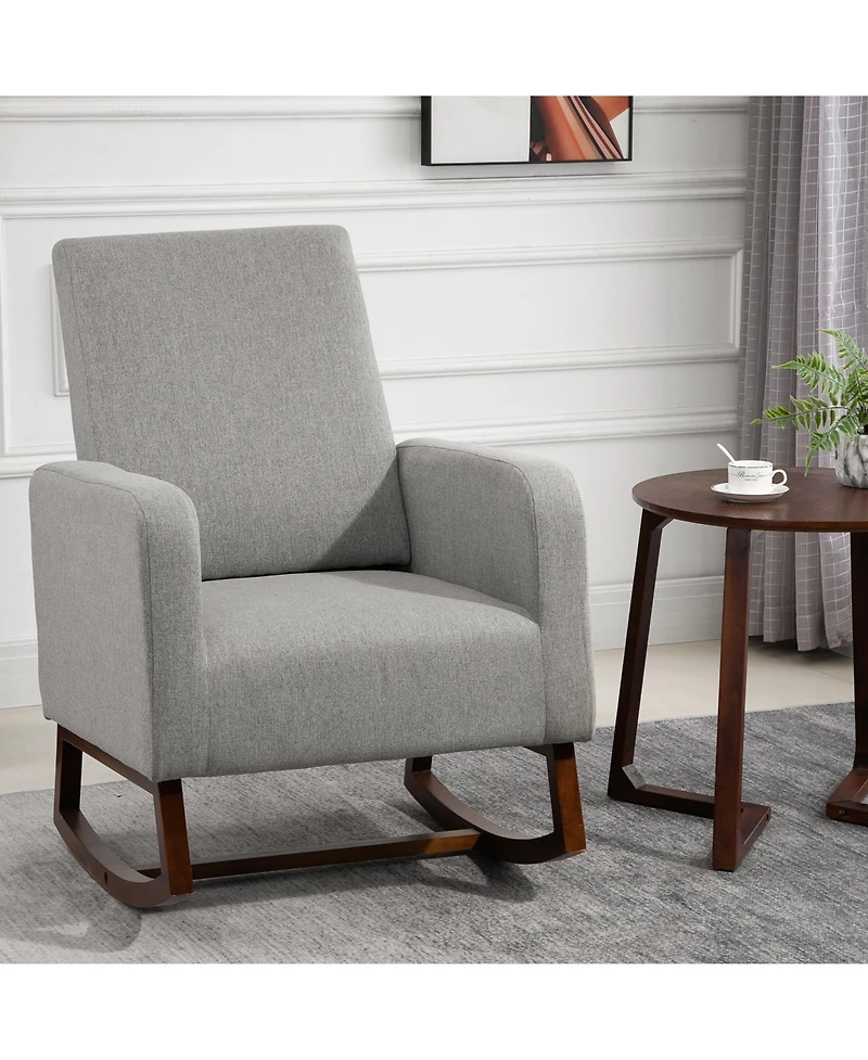 Homcom Breathable Linen Fabric Side Chair/Living Room Chair with Thick Padded Seats