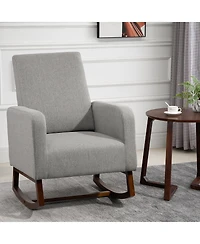 Homcom Breathable Linen Fabric Side Chair/Living Room Chair with Thick Padded Seats