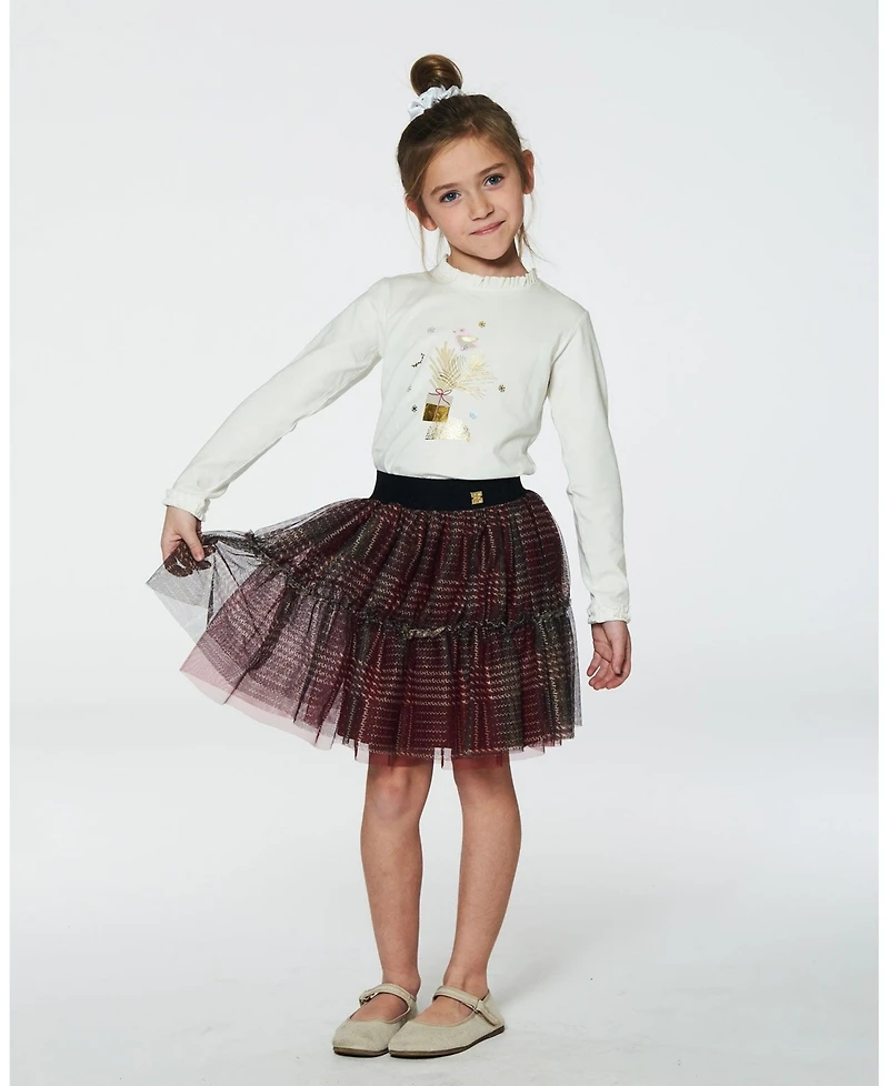 Deux par Big Girls Glittering Tulle Skirt Red Plaid
