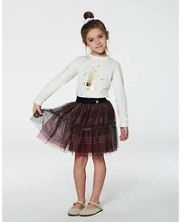Deux par Big Girls Glittering Tulle Skirt Red Plaid