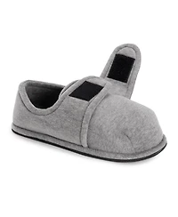 Softones By Muk Luks Unisex Adjustable Velour Slipper, Grey, L (W- 13-15 M-10-12)