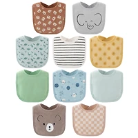 The Peanutshell Soft Neautral Terry Baby Bib 10 Pack Set, Feeding, Teething, Drooling