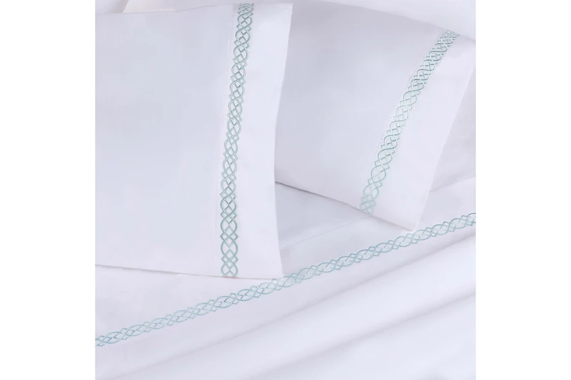 Superior Egyptian Cotton 1000 Thread Count Embroidered Bed Sheet Set