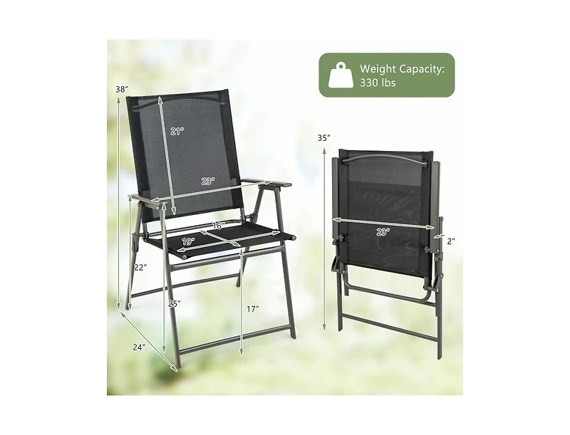 Slickblue Set of 4 Patio Folding Chair with Rustproof Metal Frame