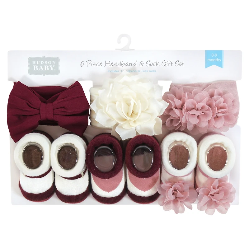 Hudson Baby Girls Coordinated Soft Headband and Socks Giftset