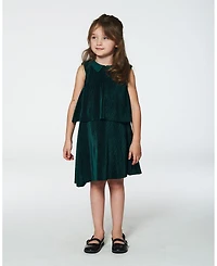Deux par Toddler Girls Sleeveless Dress With Eyelet Collar Forest Green - Toddler|Child