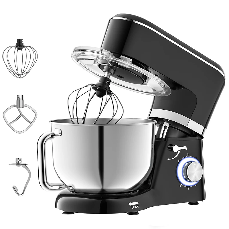 Sugift 6.5 Qt Tilt-Head 6 Speed Electric Food Stand Mixer with Egg Whisk, Dough Hook & Flat Beater