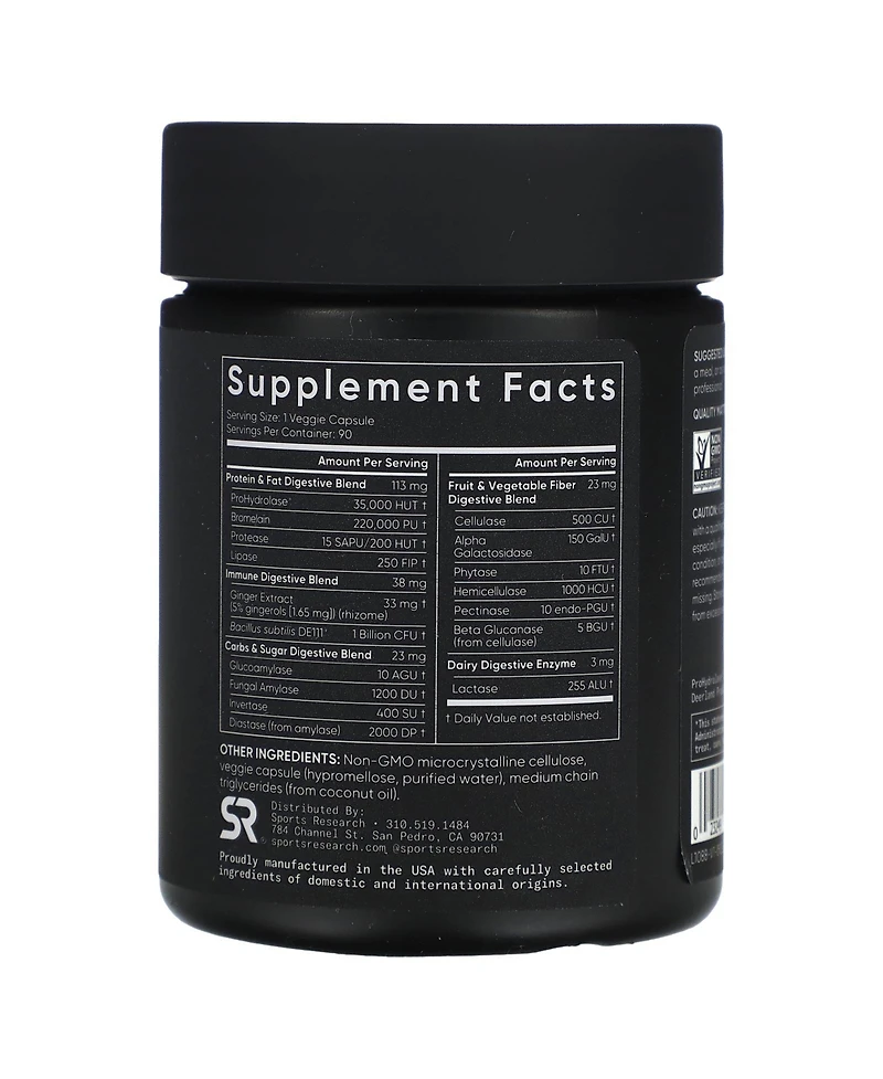 Sports Research Plant-Based Digestive Enzymes